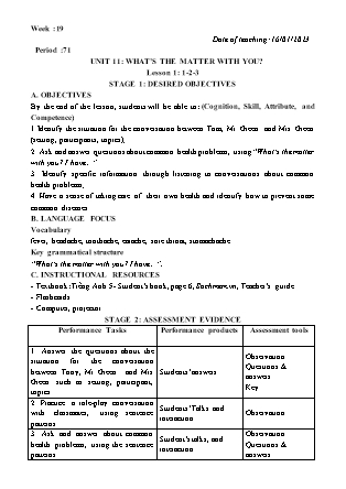 Kế hoạch bài dạy môn Tiếng Anh Lớp 5 - Tuần 19 năm học 2022-2023 (Vì Thị Hoa)