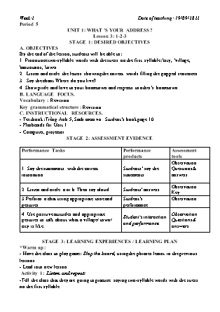 Kế hoạch bài dạy môn Tiếng Anh Lớp 5 - Tuần 2 năm học 2022-2023 (Vì Thị Hoa)