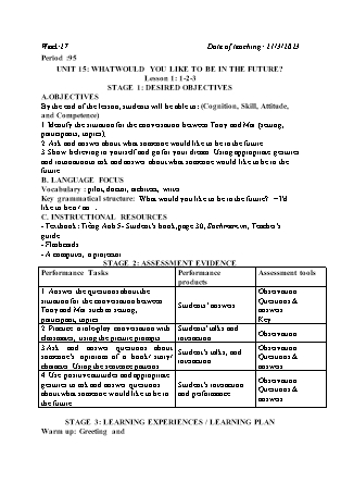 Kế hoạch bài dạy môn Tiếng Anh Lớp 5 - Tuần 27 năm học 2022-2023 (Vì Thị Hoa)