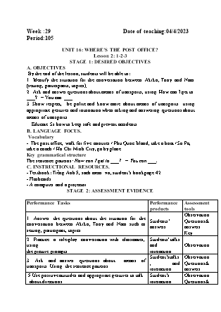 Kế hoạch bài dạy môn Tiếng Anh Lớp 5 - Tuần 29 năm học 2022-2023 (Vì Thị Hoa)