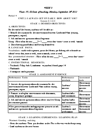 Kế hoạch bài dạy môn Tiếng Anh Lớp 5 - Tuần 3 năm học 2022-2023 (Phan Thị Thu Lài)
