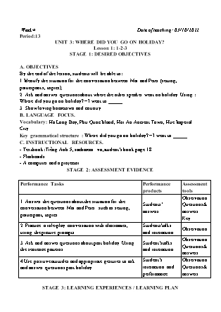 Kế hoạch bài dạy môn Tiếng Anh Lớp 5 - Tuần 4 năm học 2022-2023 (Vì Thị Hoa)