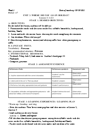 Kế hoạch bài dạy môn Tiếng Anh Lớp 5 - Tuần 5 năm học 2022-2023 (Vì Thị Hoa)