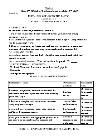 Kế hoạch bài dạy môn Tiếng Anh Lớp 5 - Tuần 6 năm học 2022-2023 (Phan Thị Thu Lài)