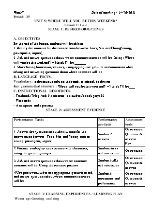 Kế hoạch bài dạy môn Tiếng Anh Lớp 5 - Tuần 7 năm học 2022-2023 (Vì Thị Hoa)