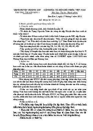 Kế hoạch hoạt động tuần 21 Trường Tiểu học Sơn Kim 1, Huyện Hương Sơn