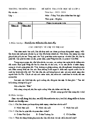Ma trận và Đề kiểm tra cuối kì I môn Toán + Tiếng Việt + Khoa Học + Công Nghệ + Lịch Sử và Địa Lí 4 năm học 2023-2024 (Kèm hướng dẫn chấm)