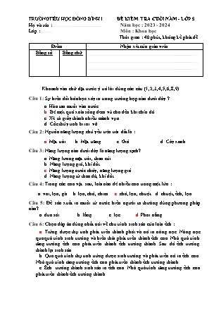 Ma trận và Đề kiểm tra cuối năm môn Toán + Tiếng Việt + Khoa Học + Lịch Sử và Địa Lí 5 năm học 2023-2024 (Kèm hướng dẫn chấm)