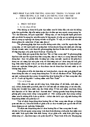 SKKN Biện pháp tạo môi trường giáo dục trong và ngoài lớp theo hướng lấy trẻ làm trung tâm cho trẻ mẫu giáo 4-5 tuổi NH 2022-2023 (Huỳnh Kim Ngọc)