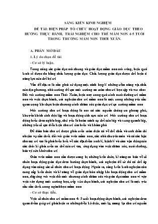 SKKN Biện pháp tổ chức hoạt động giáo dục theo hướng thực hành, trải nghiệm cho trẻ mầm non 4-5 tuổi trong trường mầm non Thới Xuân NH 2022-2023 (Trần Thị Hồng Cúc)
