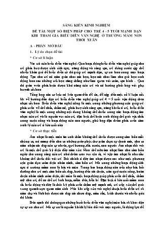 SKKN Một số biện pháp cho trẻ 4-5 tuổi mạnh dạn khi tham gia biểu diễn văn nghệ ở trường mầm non Thới Xuân NH 2022-2023 (Lưu Thị Thêu)