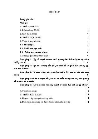 SKKN Một số biện pháp giáo dục tính tự lập cho trẻ 4-5 tuổi ở trường mầm non Thới Xuân NH 2022-2023 (Lê Thị Duyên)