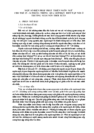 SKKN Một số biện pháp phát triển ngôn ngữ cho trẻ 25-36 tháng thông qua giờ nhận biết tập nói ở trường mầm non Thới Xuân NH 2022-2023 (Bùi Thị Mỹ Hạnh)