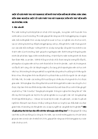 SKKN Một số giải pháp thu hút bạn đọc đến với thư viện ngày một đông hơn NH 2017-2018