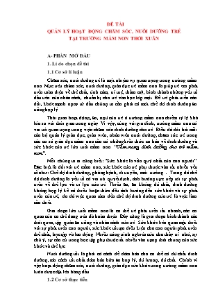 SKKN Quản lí hoạt động chăm sóc, nuôi dưỡng trẻ tại trường mầm non Thới Xuân NH 2022-2023 (Nguyễn Thị Thanh Thủy)
