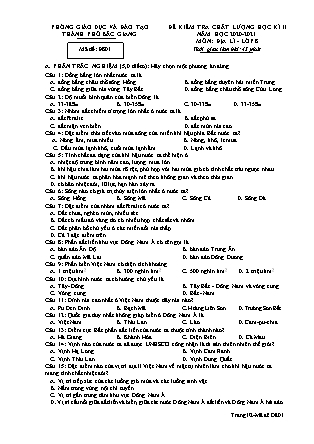 2 Đề kiểm tra chất lượng học kì II môn Địa Lí lớp 8 năm học 2020-2021 (Phòng GD&ĐT Bắc Giang)