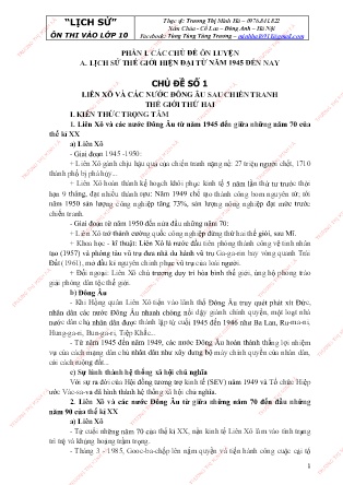 Đề cương Hướng dẫn Ôn thi vào lớp 10 môn Lịch Sử (Trương Thị Minh Hà)