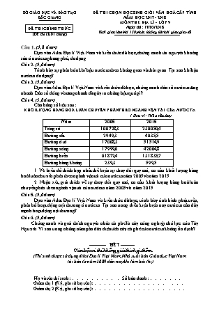 Đề thi chọn HSG văn hóa cấp Tỉnh môn Địa Lí 9 năm học 2017-2018 Sở GD&ĐT Bắc Giang (Kèm hướng dẫn chấm)