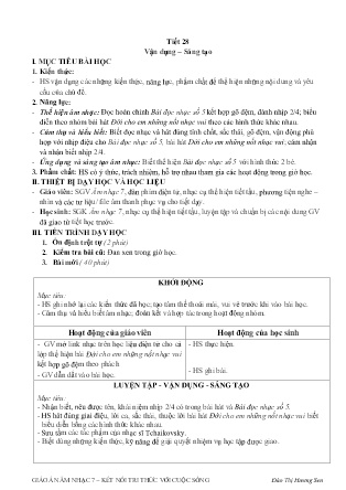 Kế hoạch bài dạy môn Âm Nhạc 7 - Tuần 37, Tiết 28: Vận dụng – Sáng tạo (GV: Lương Thị Tuyết Mai)