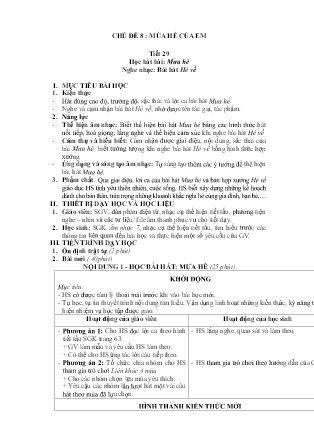 Kế hoạch bài dạy môn Âm Nhạc 7 - Tuần 38, Chủ đề 8: Mùa hè của em - Tiết 29+30 (GV: Lương Thị Tuyết Mai)