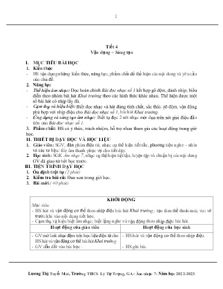 Kế hoạch bài dạy môn Âm Nhạc 7 - Tuần 4, Chủ đề 1: Ngày khai trường - Tiết 4: Vận dụng - Sáng tạo (GV: Lương Thị Tuyết Mai)