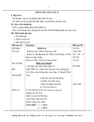 Kế hoạch bài dạy môn Âm Nhạc 8 - Tuần 28: Kiểm tra giữa học kì II (GV: Lương Thị Tuyết Mai)