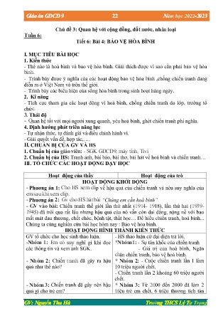 Kế hoạch bài dạy môn GDCD 9 - Tuần 6-8, Tiết 6-8 (GV: Nguyễn Thu Hà)