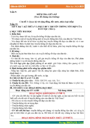 Kế hoạch bài dạy môn GDCD 9 - Tuần 9-11 (GV: Nguyễn Thu Hà)