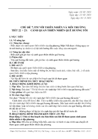Kế hoạch bài dạy môn HĐTN, Hướng nghiệp 7 - Tiết 22-25 (GV: Phạm Thị Thái Bình)