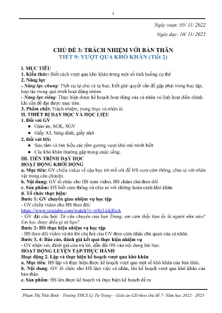 Kế hoạch bài dạy môn HĐTN, Hướng nghiệp 7 - Tuần 10, Tiết 9+10+11 (GV: Phạm Thị Thái Bình)