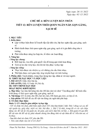 Kế hoạch bài dạy môn HĐTN, Hướng nghiệp 7 - Tuần 13+14, Tiết 12+13 (GV: Phạm Thị Thái Bình)