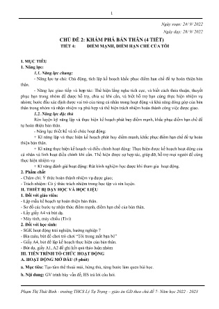 Kế hoạch bài dạy môn HĐTN, Hướng nghiệp 7 - Tuần 4+5, Tiết 4+5 (GV: Phạm Thị Thái Bình)