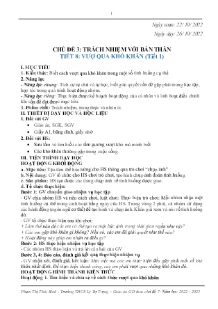 Kế hoạch bài dạy môn HĐTN, Hướng nghiệp 7 - Tuần 8, Tiết 8 (GV: Phạm Thị Thái Bình)