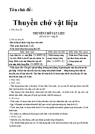 Kế hoạch bài dạy môn KHTN Lớp 8 - Chủ đề: Thuyền chở vật liệu