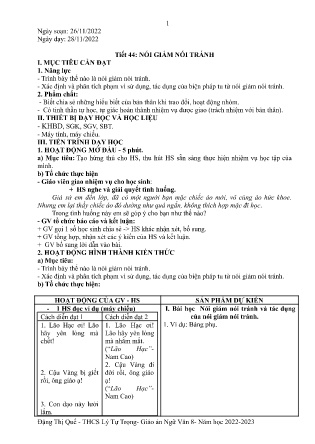 Kế hoạch bài dạy môn Ngữ Văn 8 - Tuần 13, Tiết 44-48 (GV: Đặng Thị Quế)