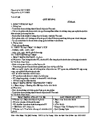 Kế hoạch bài dạy môn Ngữ Văn 8 - Tuần 14, Tiết 47-51 (GV: Đặng Thị Quế)