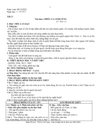 Kế hoạch bài dạy môn Ngữ Văn 8 - Tuần 6, Tiết 21-24 (GV: Đặng Thị Quế)