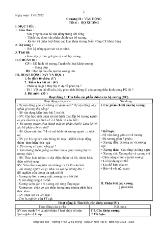 Kế hoạch bài dạy môn Sinh Học 8 - Tuần 3, Tiết 6: Bộ xương (GV: Giáp Văn Tân)