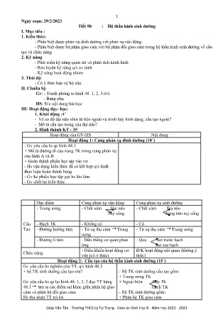 Kế hoạch bài dạy môn Sinh Học 8 - Tuần 30, Tiết 50 - Hệ thần kinh sinh dưỡng (GV: Giáp Văn Tân)