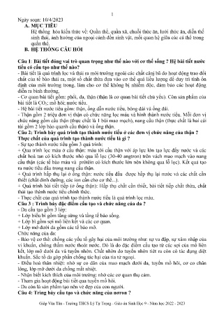 Kế hoạch bài dạy môn Sinh Học 9 - Tuần 33, Tiết: Ôn tập cuối học kì II (GV: Giáp Văn Tân)