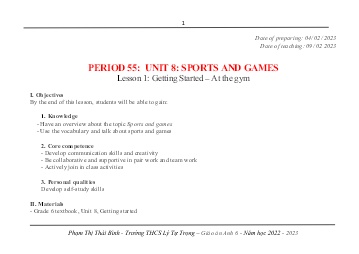 Kế hoạch bài dạy môn Tiếng Anh 6 - Period 55-61, Unit 8: Sports and game (GV: Phạm Thị Thái Bình)