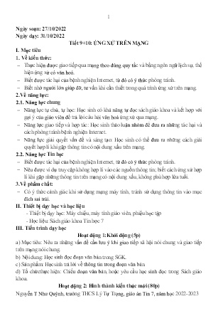 Kế hoạch bài dạy môn Tin Học 7 - Tuần 9+10, Tiết 9+10 - Bài: Ứng xử trên mạng (GV: Nguyễn T Như Quỳnh)
