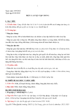 Kế hoạch bài dạy môn Toán 6 - Tuần 5, Tiết 13+14+15: Luyện tập chung; Ôn tập cuối chương I (GV: Nguyễn T Như Quỳnh)