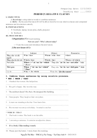 Kế hoạch bài dạy tự chọn môn Tiếng Anh 9 - Tuần 28+29+30. Tiết 25+26+27 (GV: Nguyễn Thị Hảo)