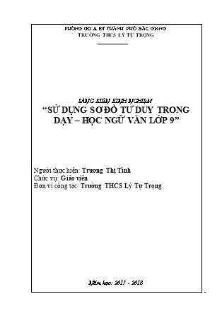 SKKN - Đề tài: Sử dụng sơ đồ tư duy trong dạy học Ngữ Văn lớp 9 (GV: Trương Thị Tình)