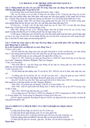 Tài liệu bồi dưỡng HSG chương trình môn Lịch Sử Lớp 9